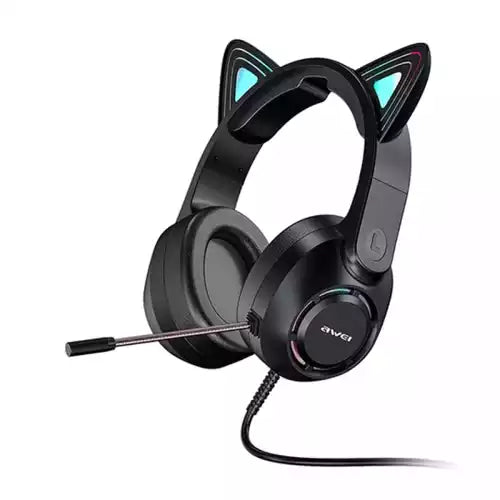 Awei GM-9BK Cat Ear Colorful Light Wired Gaming Headset with Mic Awei GM-9BK Cat Ear Colorful Light Wired Gaming Headset with Mic